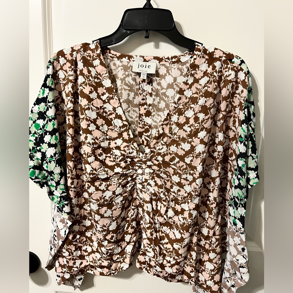 Joie Women's Floral Blouse - Brown, Green, and White NWOT XS